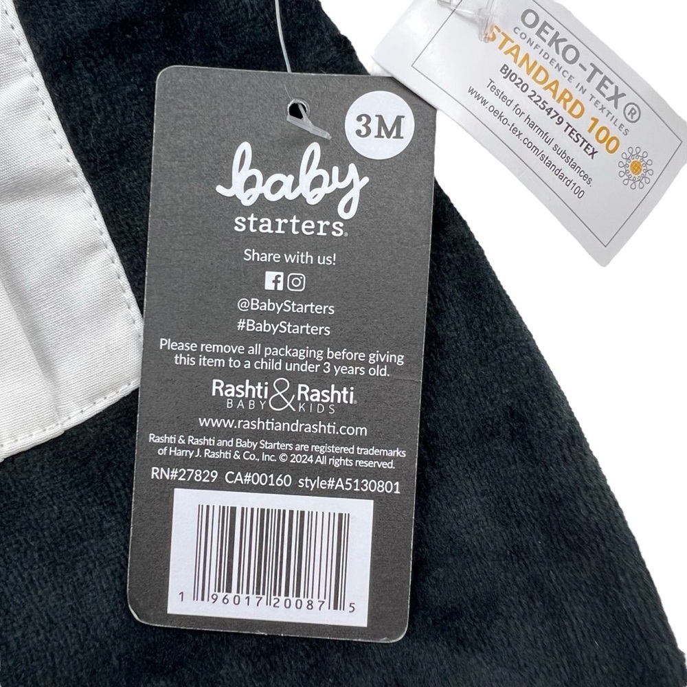 Baby Starters Black & White Tuxedo One-Piece with Bow - Picture 3 of 5